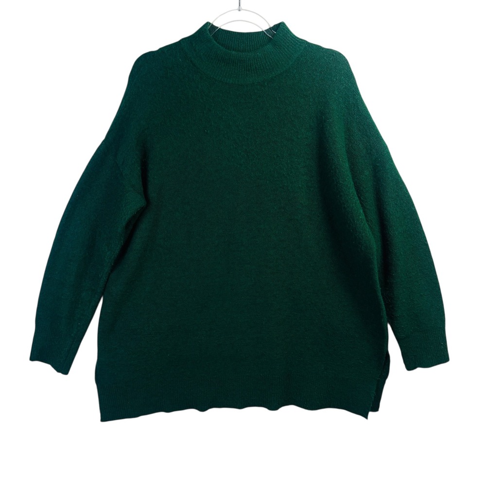 Ellos Green Mock Neck Textured Sweater M 14/16 Cozy Cottagecore Academia Knit